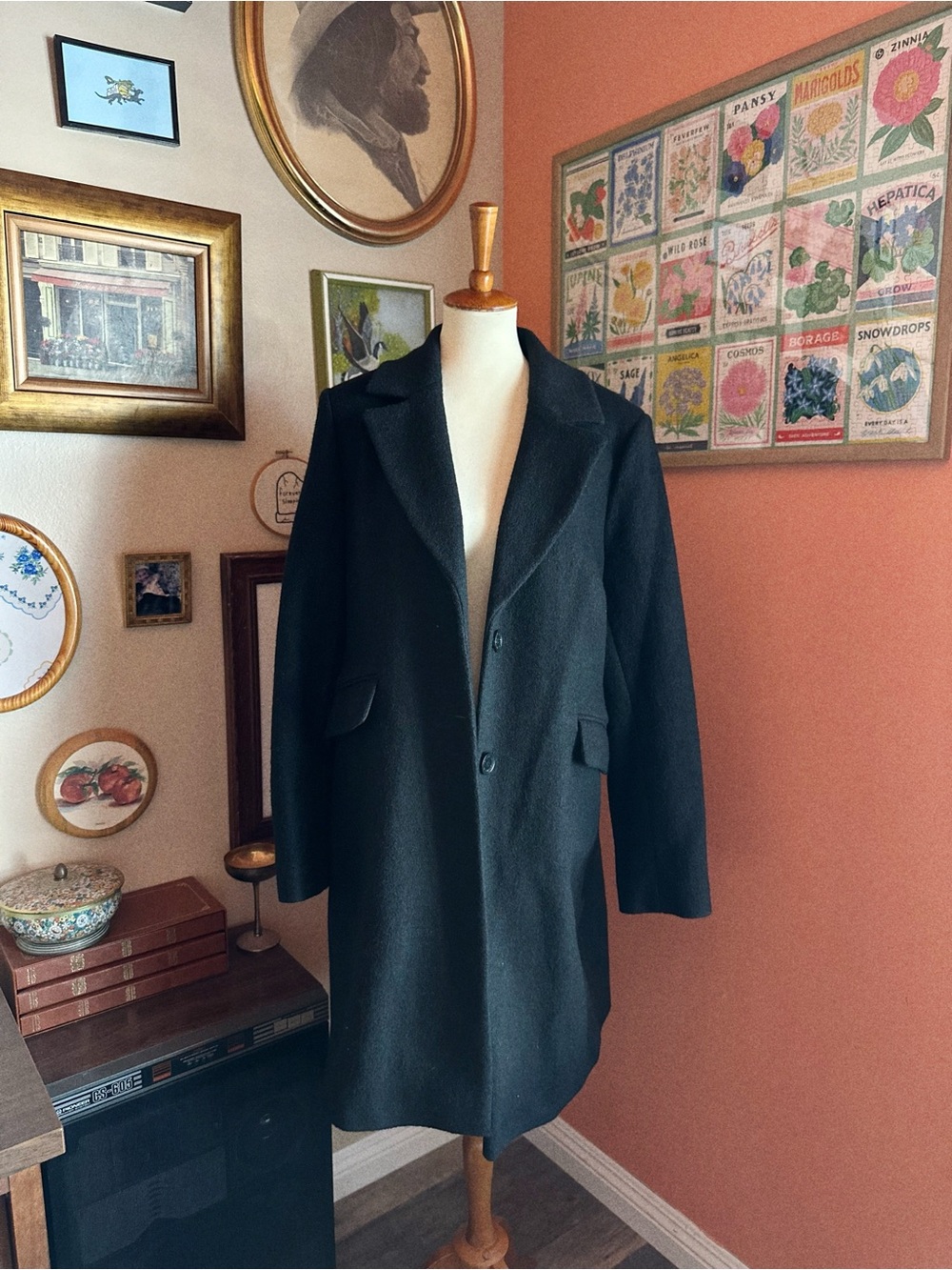 Sam Edelman Doubled Breasted Wool Blend Military Coat